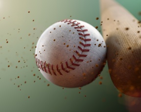 Baseball bat hitting ball in slow motion: MLB's social media efforts: Twitter, Trends, Campaigns